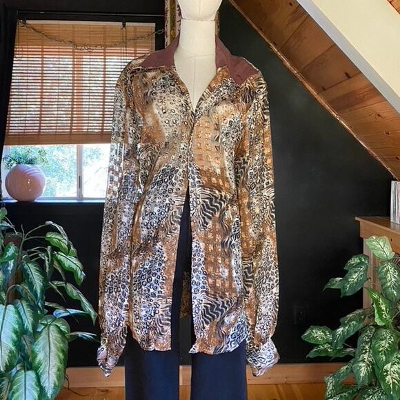 Vintage Tops - Vintage Blouse Sheer Animal Print